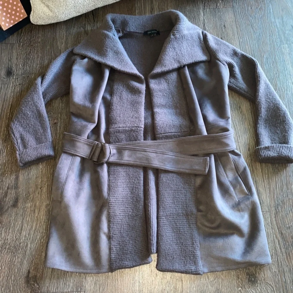 Ann Taylor size small sweater jacket with faux suede cardigan gray